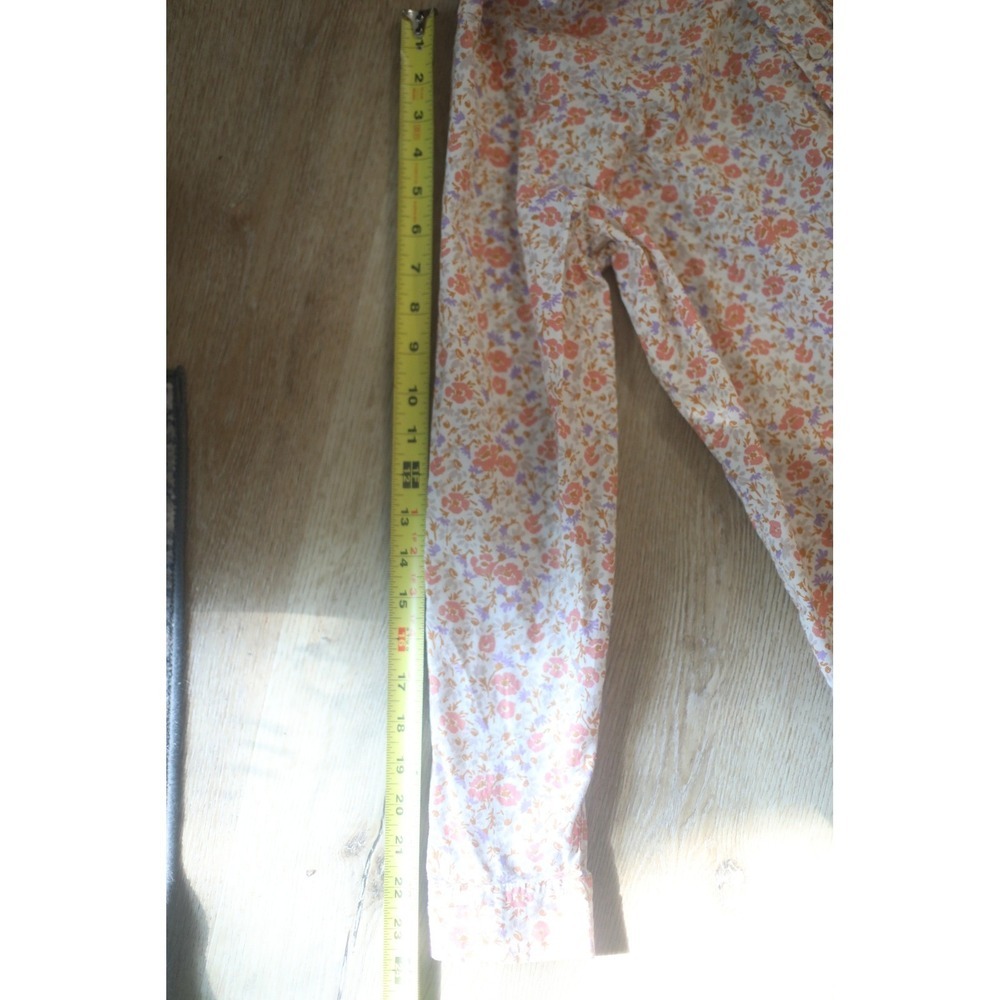 LL Bean Womens Floral Button Down Shirt Long Sleeve Orange Purple Cottagecore - Picture 8 of 9
